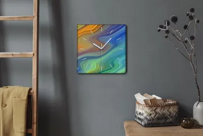 Produktbild von Coloray Hodiny Unikátní 30x30 cm  Tiché hodiny Pro obývací pokoj a kuchyň Nástěnné hodiny Plátno Bílé ručičky hodin - Barevné písky