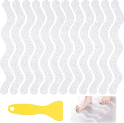 Imagen del producto de Tiras antideslizantes transparentes, 36 unidades, para baño y ducha