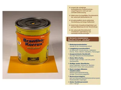 Produktbild von Brantho Korrux nitrofest 750ml Rostschutz RAL 1006 maisgelb Metallschutzfarbe