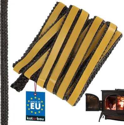 Obrázok produktu pre KOTARBAU® Krbová tesniaca páska Samolepiaca tesniaca páska zo sklených vlákien 14 x 3 mm na krbové kachle 2,5 m Krbové tesnenie Krbová tesniaca páska Tepelne odolná čierna