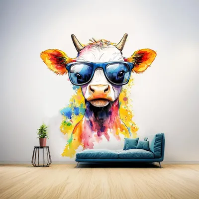 Obrázok produktu pre Decords, nástenná dekorácia – teľa so slnečnými okuliarmi, 118 cm