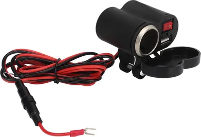 Zdjęcie produktu dla Zapalniczka motocyklowa, uniwersalna, 12 V-45 V, wodoodporna, pyłoszczelna, gniazdo przedłużacza USB