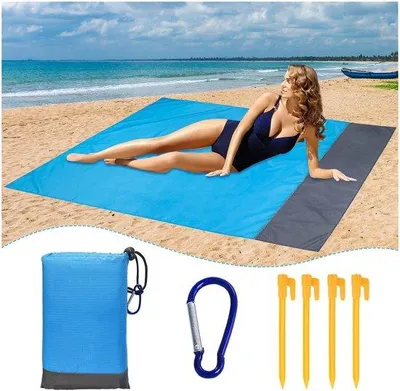 Produktbild von Famanu Stranddecke Wasserfest - Ultraleicht, Tragbar, Sandfrei, 210 x 200 cm
