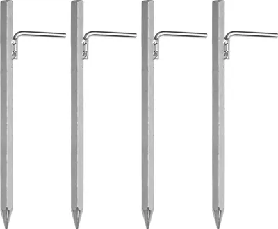 Obrázek produktu pro Zemní kotva 4 ks 30 cm s L-hákem z pozinkované oceli - robustní kolík pro bezpečné upevnění stanů, altánů a plachet - ideální pro pevný terén a kempování