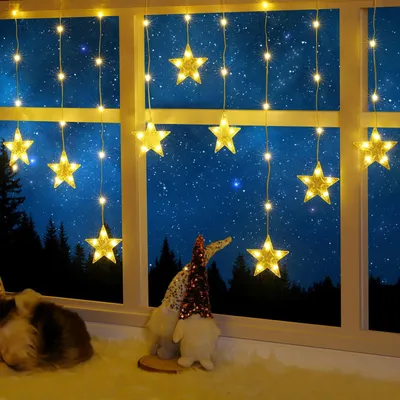 76er LED Fenster-Sterne-Lichter, Acryl, bunt, batteriebetrieben