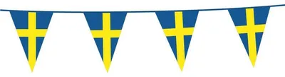 Produktbild von Wimpelkette Schweden, 10 Meter lang, wetterfest, mit 20x30 cm großen Wimpeln