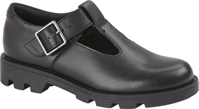 Image de Roamers - Chaussures d'uniforme scolaire pour filles, cuir DF2360 (37 EU) (Noir)
