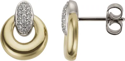 Produktbild von Ohrstecker aus 585 Gold Gelbgold & Weißgold bicolor mit 32 Diamanten Brillanten