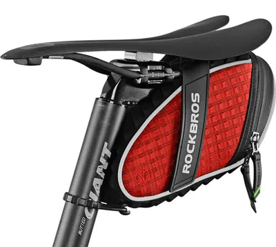 Produktbild von ROCKBROS Satteltasche Fahrradtasche mit Lichthaken 3D Shell Wasserdicht DHL Rot