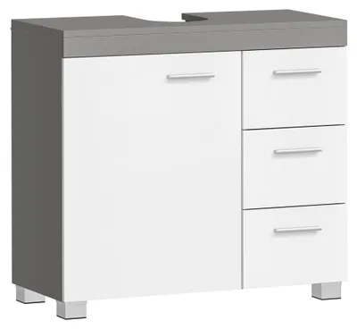 Obrázok produktu pre Skrinka Pod Umyvadlo, Kúpeľňová Skrinka S 3 Veľkými Zásuvkami, Kúpeľňová Skrinka, 2 Poličky Za Dverami, Kúpeľňová Skrinka S Nohami