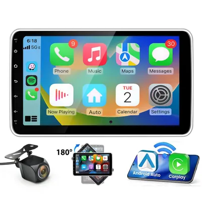 Obrázek produktu pro Autorádio 1DIN 10" otočný displej 360° Android 4GB RAM 64GB CarPlay Android Auto GPS WiFi DAB+