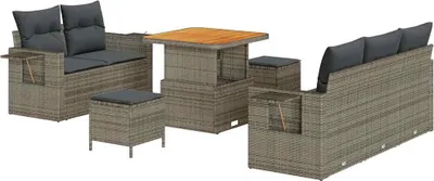 Immagine prodotto di vidaXL Set di divani da giardino con cuscini 10 pezzi Poli rattan grigio