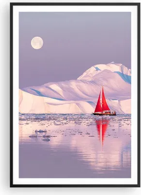 Produktbild von Gerahmtes Poster - Schwarzer Rahmen - Segelschiff Mond Gletscher - 70x100 cm - Wand Bild - Wanddeko - Wandbilder - Kunstposter - Wandposter - Bilderrahmen - Bilder - Kunstdruck - P2BPA70x100-4462
