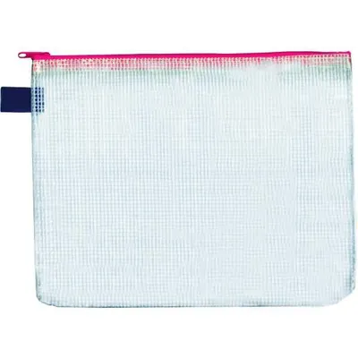 Image de Sachet zippé FolderSys, DIN B6, PVC, fermeture éclair textile rouge, sachet incolore, (H x L) 183 x 230 mm