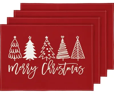 Productafbeelding van Kerstservetten, set van 4, rood, afwasbaar, 30x45 cm