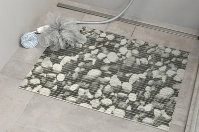 Zdjęcie produktu dla Mata łazienkowa premium pcv kamienie - kształt: prostokątny, kolor: szary, prostokątny: 65×2000 cm