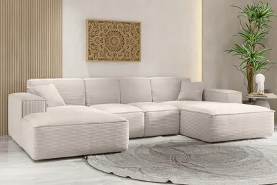 Zdjęcie produktu dla Sofa w kształcie U SIENA narożnik tkanina Poso Beżowy