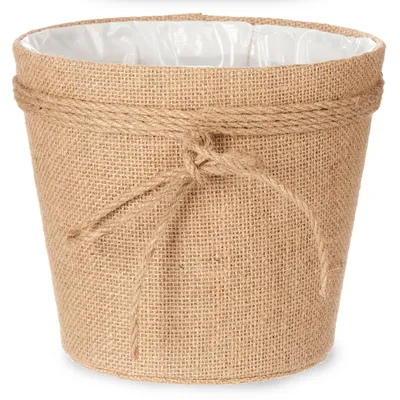 Obrázek produktu pro Obal na květináč z pleteniny s jutovou mašlí, Ø 18 x 16 cm