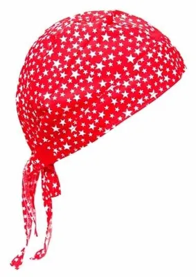 Produktbild von Bandana Cap Tuch Rot weiße Sterne, Kopftuch Rot mit weissen Sternen, Bandana headscarf red with white stars,Pañuelo pañuelo rojo con estrellas blancas,Foulard bandana rouge avec étoiles blanches