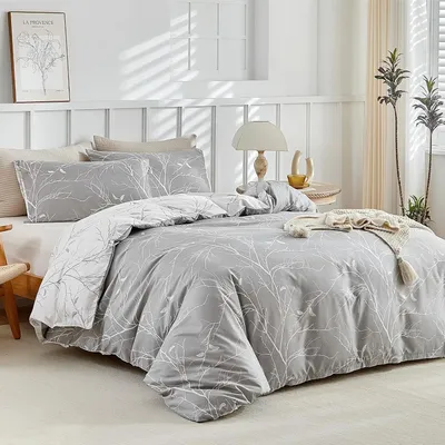 Productafbeelding van TRANKIELO® - Dekbedovertrek 260x240 cm met 2 Kussenslopen 50x80 cm – Omkeerbaar Takkenmotief – 100% Microvezel