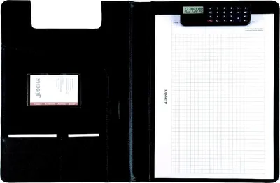 Produktbild von Konferenzmappe 32,5x24x2cm 580g Kunstleder mit Rechnerclip schwarz