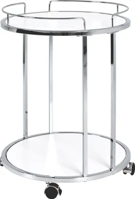 Produktbild von HAKU Beistelltisch auf Rollen Servierwagen chrom, weiß - MDF, Metall, B/H/T: 45x60x45 cm