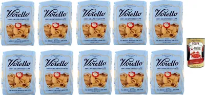 Produktbild von 10x Voiello Pasta Mezze Maniche Rigate Nudeln 100% italienische N 122 500g + Italian Gourmet Polpa 400g