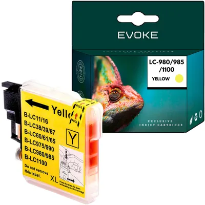 Immagine prodotto di Inchiostri compatibili per stampanti Brother LC-980, LC980, LC-985, LC985, LC-1100, LC1100, LC980Y, LC985Y, LC1100Y, colore giallo, capacità 12 ml, resa di circa 280 pagine, compatibili con i modelli DCP-J125, J140W, J315W, J415, J515; MFC-J410, J415, J415W