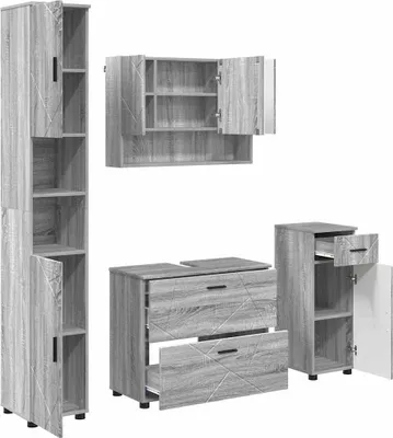 Obrázek produktu pro Sada koupelnového nábytku se zásuvkou 4 pcs Šedá Sonoma