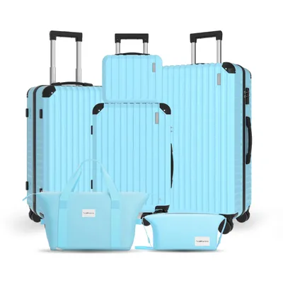 Produktbild von Trolleyset LG2 Hartschalen-Koffer set (S,M,L,XL) Rollkoffer, Reisekoffer, Handgepäck 4 Rollen, ABS-Material, TSA Zollschloss, 6-teiliges Set