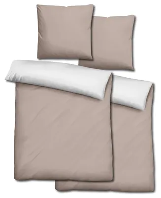 Obrázok produktu pre Dvojbalenie Sleezzz® Renforcé obojstranné posteľné prádlo béžové/biele 135 x 200 + 80 x 80 cm
