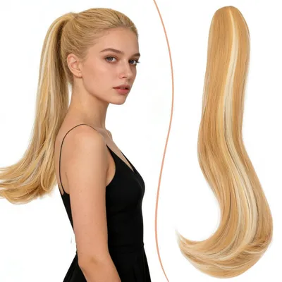 Produktbild von Haarteil Pferdeschwanz 40cm Gewellt Synthetisch Clip-in Schmutzigblond