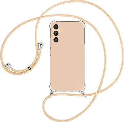 Produktbild von Handykette Backcover-Schutzhülle mit Band (Metall silberfarben) für Samsung Galaxy A34 5G - Goldkordel