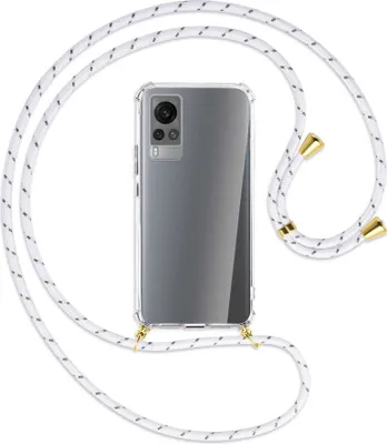 Produktbild von Handykette Backcover-Schutzhülle mit Band (Metall goldfarben) für vivo X60 - weiß/grau