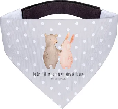 Produktbild von Mr. & Mrs. Panda Hunde Halstuch Bär und Hase Umarmen - Grau Pastell - Geschenk, für Immer, Freunde, Hundehalstuch, Freundin, Hunde-Halstuch, Hund, Tuch