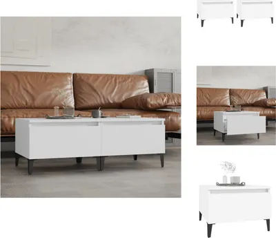 Image de vidaXL Tables d'appoint 2 pcs. Blanc 50x46x35 cm Bois composite - Tables d'appoint