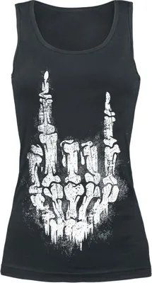 Produktbild von Gothicana by EMP Damen schwarzes Top mit Skelett-Rockhand aus angenehm weichem Baumwollstoff M
