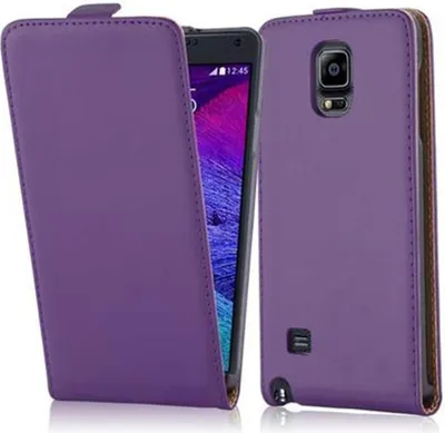 Produktbild von Cadorabo Hülle für Samsung Galaxy NOTE 4 Schutzhülle in Lila Flip Handyhülle Case Cover Etui Kunstleder