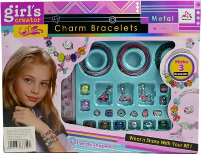 Produktbild von Schmuck Bastelset Kinder Armbänder Selber Machen - Kreatives Perlen Set mit Charms