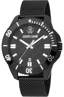 Produktbild von Roberto Cavalli RC5G013M0075 schwarz Edelstahl Armband Uhr Herren NEU