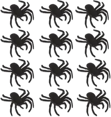 Zdjęcie produktu dla Dekoracje na Halloween do cmentarza – dekoracje ogrodowe na Halloween – czarne pająki – 12 sztuk