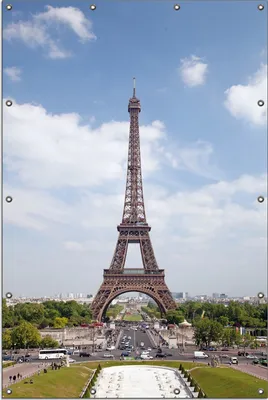 Produktbild von Wallario Outdoor-Poster für Garten oder Balkon, Motiv Eiffelturm in Paris, in ca. 120 x 180 cm