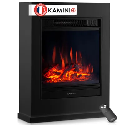 Image de Cheminée électrique KAMINIO KALLE - Cheminée électrique sur pied avec chauffage, effet flammes 3D, télécommande - Noir, Image générée par une IA