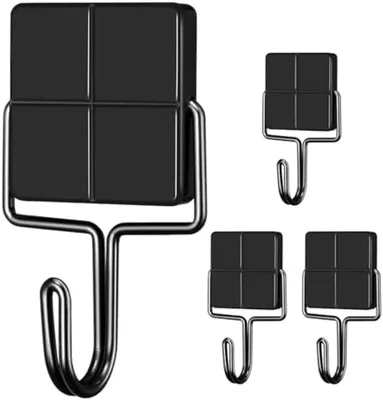 Produktbild von PolkaHome® Magnethaken, 4 Stück, abnehmbare und starke Magnethaken für Küche, Kühlschrank, Garage und mehr – Schwarz
