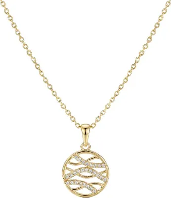 Produktbild von 375 Echtgold Halskette rund mit Zirkonia Ornament Damen