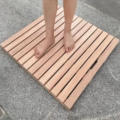 Image de Tapis de bain en bois antidérapant, 100x40 cm