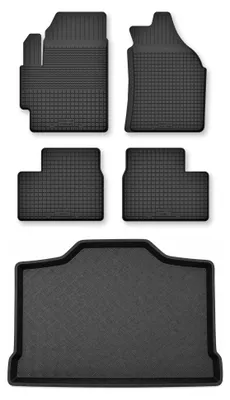Productafbeelding van Rubberen automatten + kofferbakmat voor Suzuki Baleno II vanaf 2015 – 5-delig, zwart, op maat – Wielganizator Semi-Universal