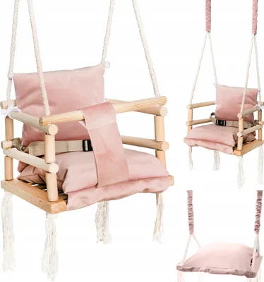 Produktbild von Babyschaukel Kinderschaukel Holz Stoff Babysitz Baby Schaukel zum Aufhängen 3 in 1