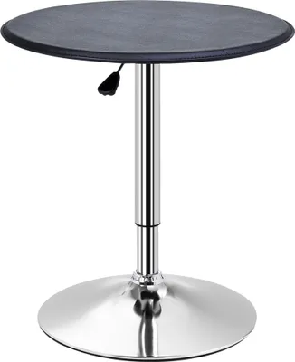 Image de Table de Bar Table Bistro Mange-debout Chic Style Contemporain Table Ronde Hauteur ršŠglable 67-93 cm ? 63 cm Plateau pivotant 360¡ã mšŠtal chromšŠ PVC Noir