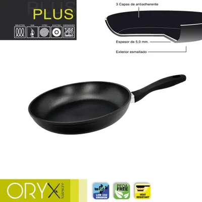 Produktbild von Oryx Antihaft-Plus-Aluminium-Bratpfanne, geschmiedet, induktionsgeeignet, PFOA-frei, Durchmesser 26 cm, Dicke 5 mm.
